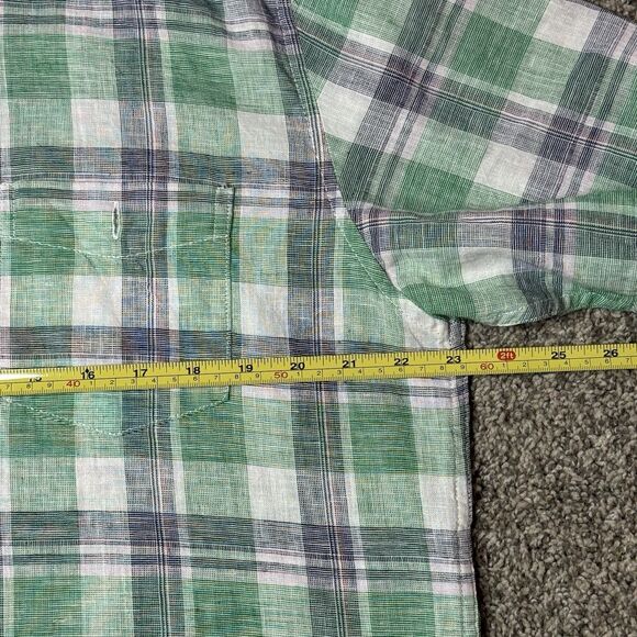Weatherproof Vintage Shirt Men XL Plaid Washable Linen Short Sleeve Coastal - Picture 6 of 11